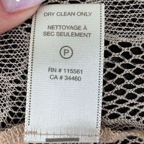 7 For All Mankind 7FAM Beige Nylon Silk Floral Lace Flutter Sleeve Blouse Top M - Picture 8 of 8